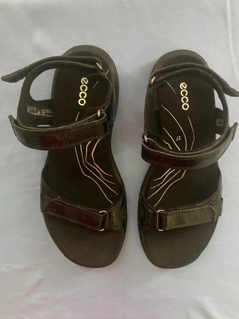 ECCO Offroad Roam Black Patent Leather Walking Sandals EU 37